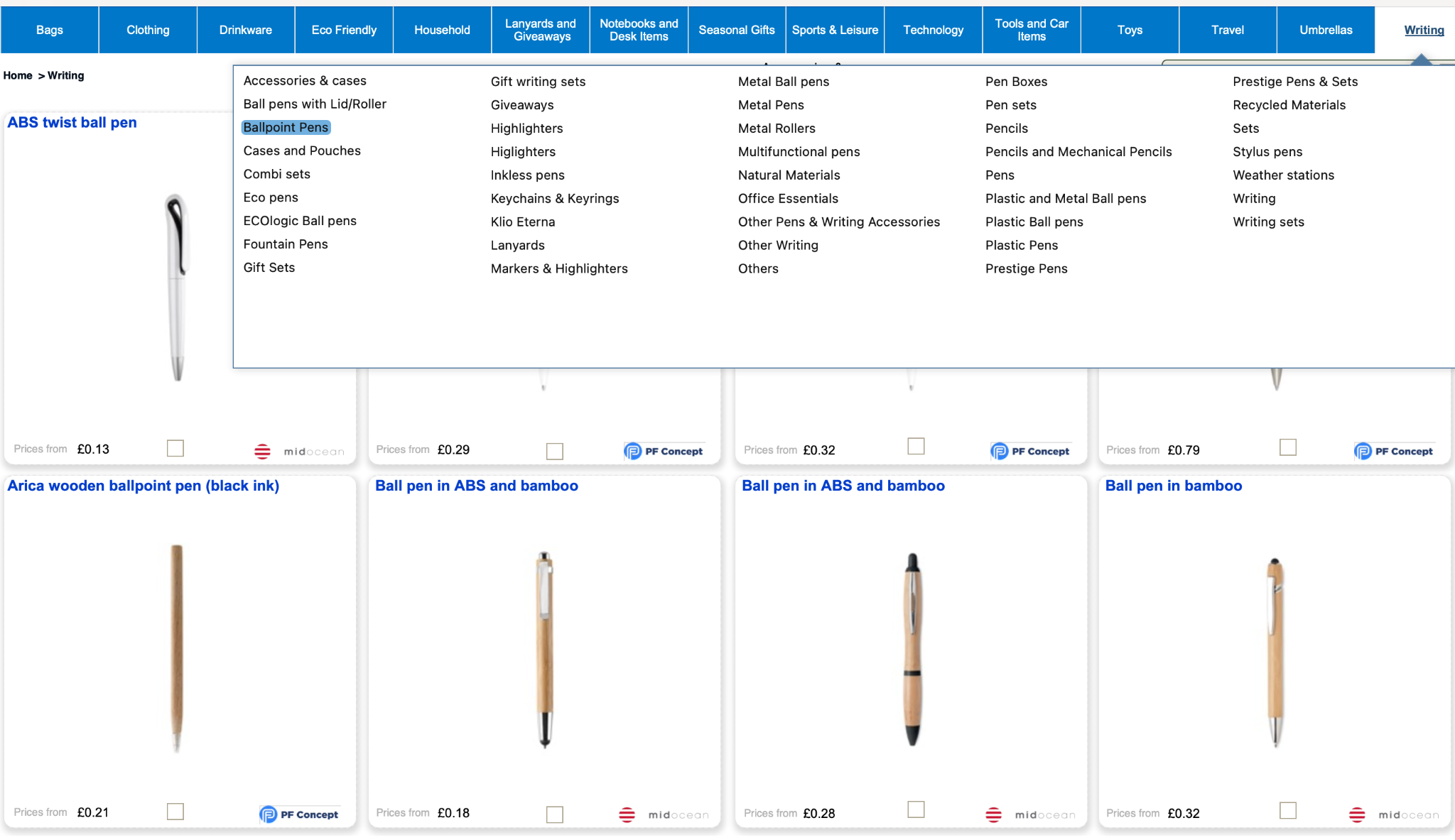 PROMOS Evolution searchable supplier product catalogue